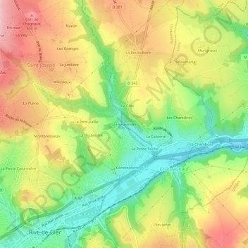Mapa topográfico La Renavelière, altitude, relevo