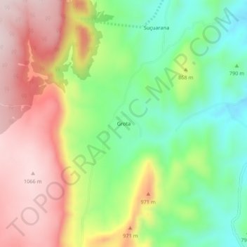 Mapa topográfico Grota, altitude, relevo