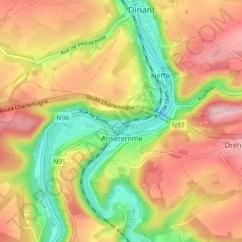 Mapa topográfico Noyon Pré, altitude, relevo