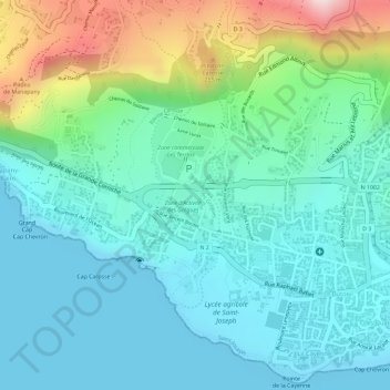 Mapa topográfico Les Grègues, altitude, relevo