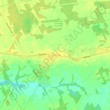 Mapa topográfico Courtland, altitude, relevo