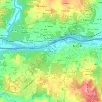 Mapa topográfico Barca, altitude, relevo