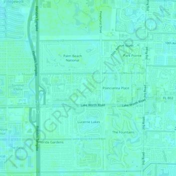Mapa topográfico Covered Bridge, altitude, relevo