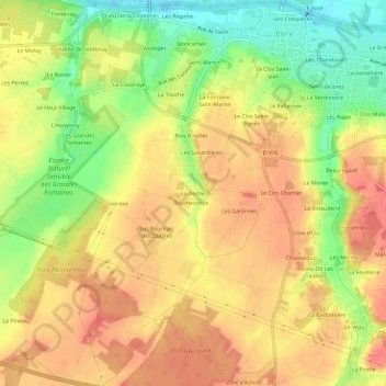Mapa topográfico La Roche, altitude, relevo