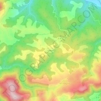Mapa topográfico Le Mazet, altitude, relevo