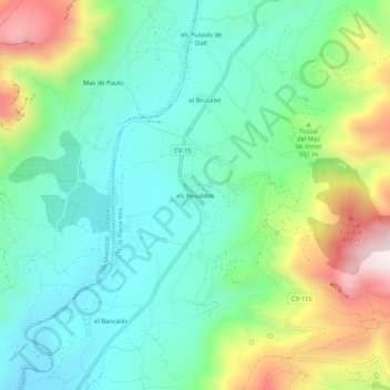Mapa topográfico Rosildos, altitude, relevo