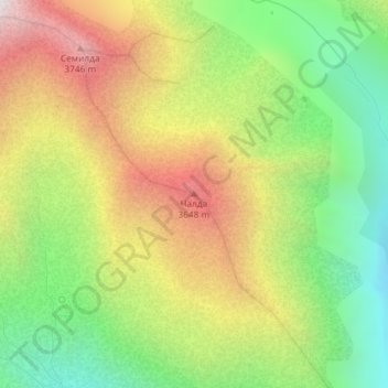 Mapa topográfico Чалда, altitude, relevo