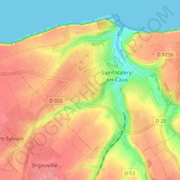 Mapa topográfico Etennemare, altitude, relevo