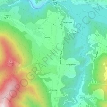 Mapa topográfico Les Payas, altitude, relevo
