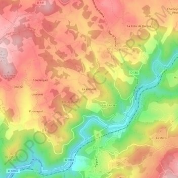 Mapa topográfico La Ramade, altitude, relevo