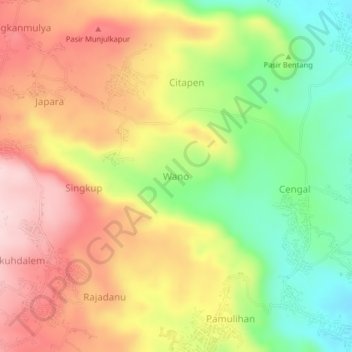 Mapa topográfico Wano, altitude, relevo