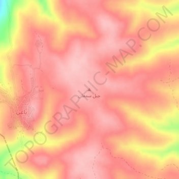 Mapa topográfico Jabal Sim`an, altitude, relevo