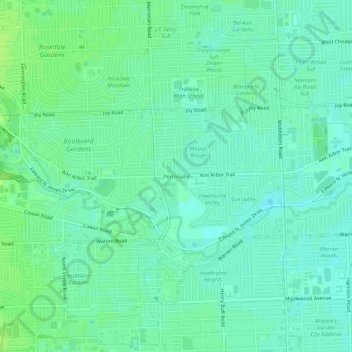 Mapa topográfico Perrinville, altitude, relevo