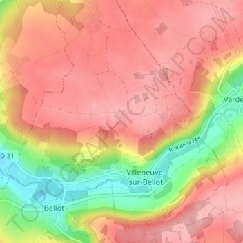 Mapa topográfico Montflageol, altitude, relevo