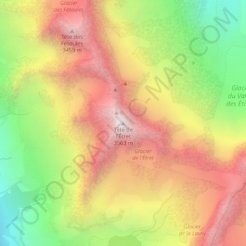 Mapa topográfico Tête de l'Étret, altitude, relevo