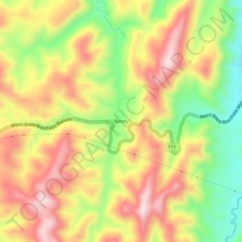 Mapa topográfico Berety, altitude, relevo