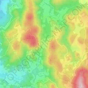 Mapa topográfico Brudieux, altitude, relevo