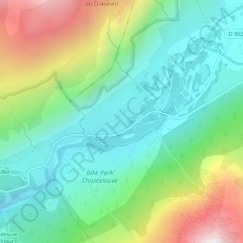 Mapa topográfico La Chalpe, altitude, relevo