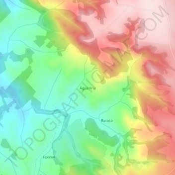 Mapa topográfico Água Fria, altitude, relevo