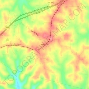 Mapa topográfico Anaconda, altitude, relevo