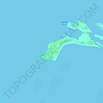 Mapa topográfico Port Royal, altitude, relevo