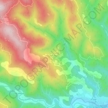 Mapa topográfico Notre-Dame de la Roure, altitude, relevo