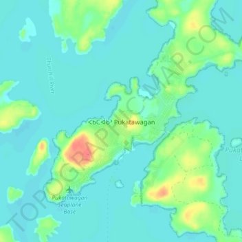 Mapa topográfico Pukatawagan, altitude, relevo