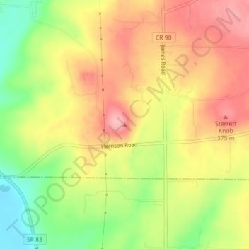Mapa topográfico Munson Knob, altitude, relevo