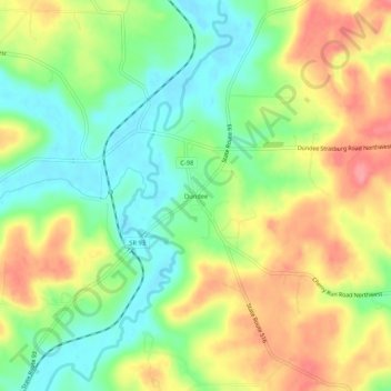 Mapa topográfico Dundee, altitude, relevo