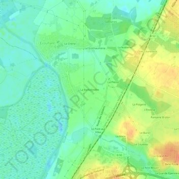 Mapa topográfico La Barbotinière, altitude, relevo