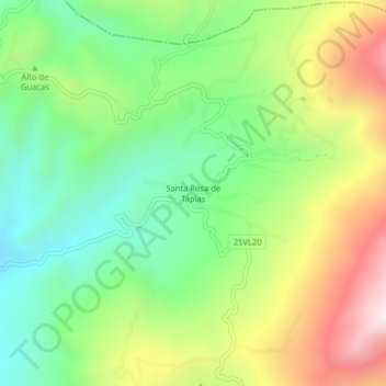 Mapa topográfico Santa Rosa de Tapias, altitude, relevo