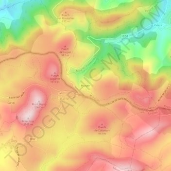 Mapa topográfico Muratel, altitude, relevo