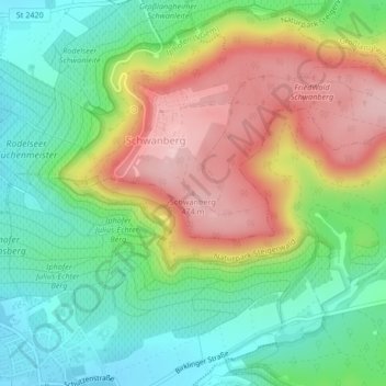 Mapa topográfico Schwanberg, altitude, relevo