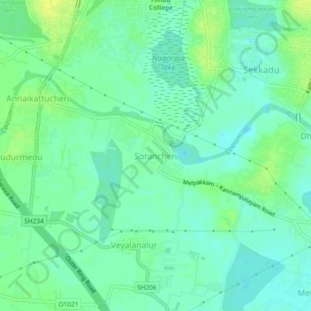 Mapa topográfico Sorancheri, altitude, relevo