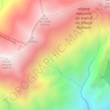 Mapa topográfico Fontaines de Paradis, altitude, relevo