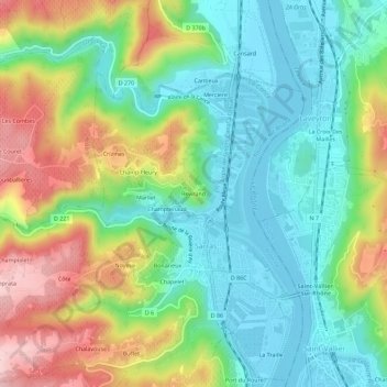 Mapa topográfico Revirand, altitude, relevo