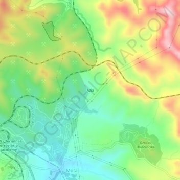 Mapa topográfico Azia, altitude, relevo