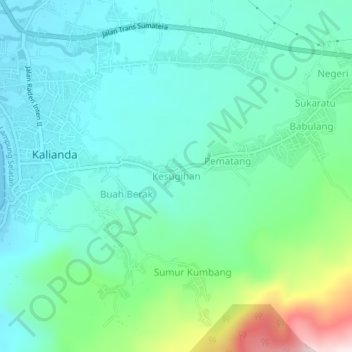 Mapa topográfico Kesugihan, altitude, relevo