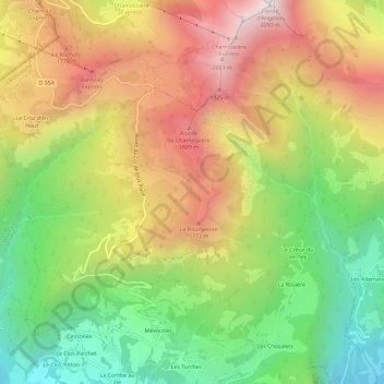 Mapa topográfico Chalets de Mapellet, altitude, relevo