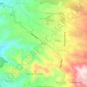 Mapa topográfico Gerdu, altitude, relevo
