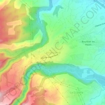 Mapa topográfico L'Abondance, altitude, relevo