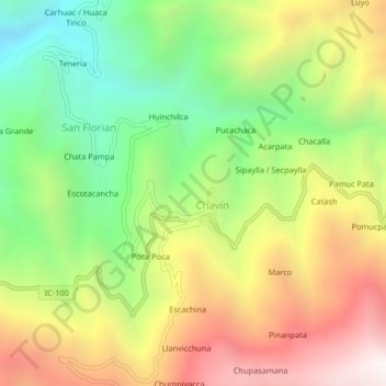 Mapa topográfico Tantarancha, altitude, relevo