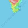 Mapa topográfico Cap Llentrisca, altitude, relevo
