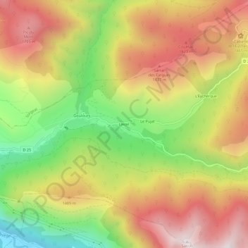 Mapa topográfico Lavail, altitude, relevo