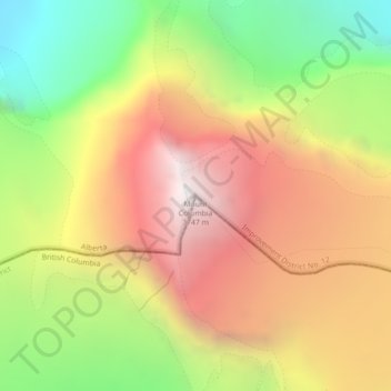 Mapa topográfico Mount Columbia, altitude, relevo