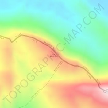 Mapa topográfico Bukit Raya, altitude, relevo