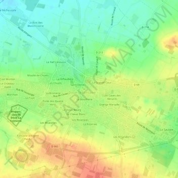Mapa topográfico La Fauconnerie, altitude, relevo
