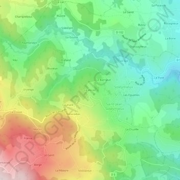 Mapa topográfico Le Vorzet, altitude, relevo