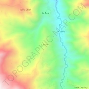 Mapa topográfico El Huaco, altitude, relevo