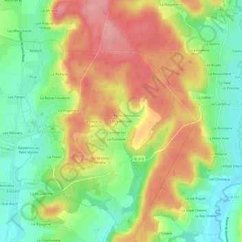 Mapa topográfico L'Etre Blossier, altitude, relevo